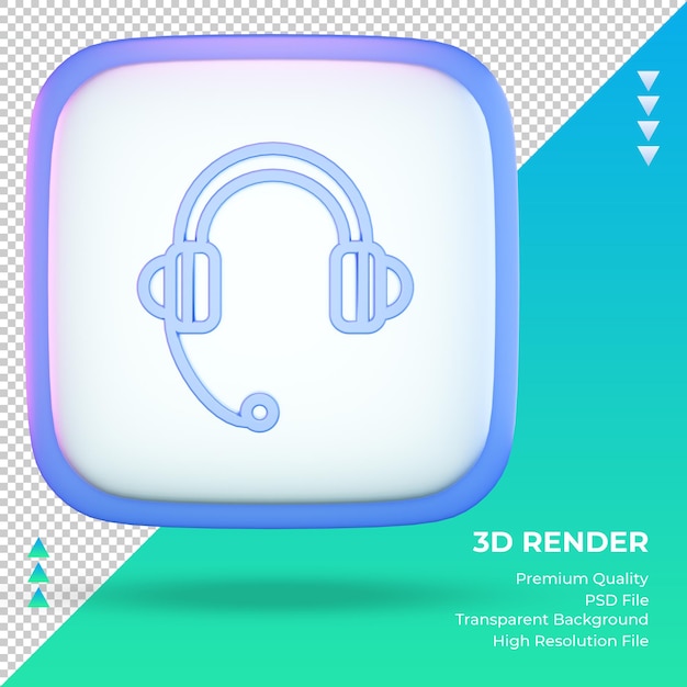 3D icona università Cuffie segno vista frontale rendering