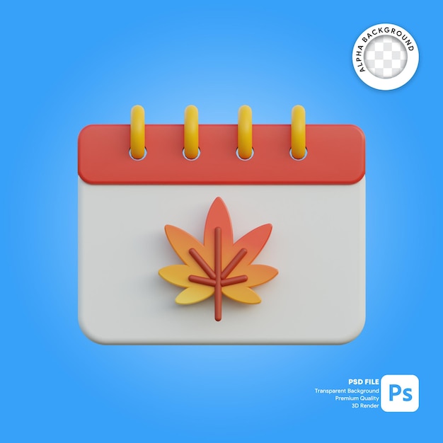 3d Icône Calendrier Saison Automne