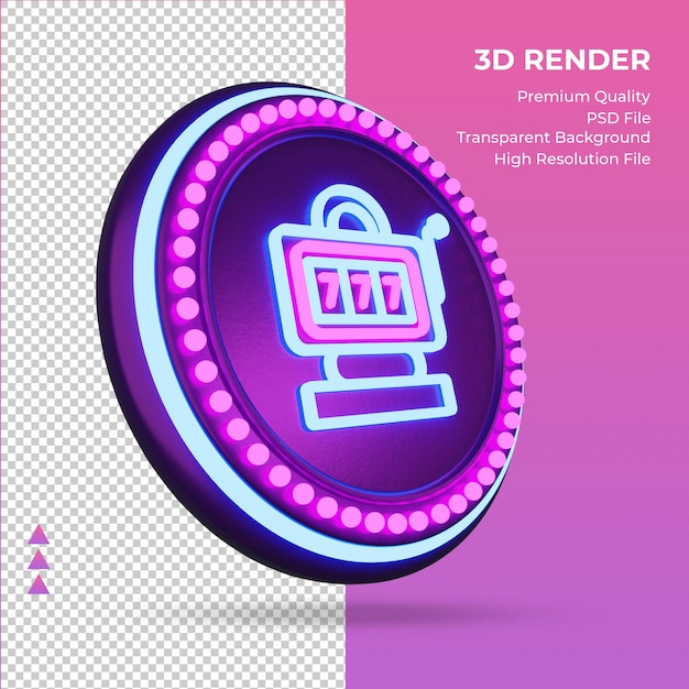 PSD 3d ícone casino hotel sinal de néon renderizando a vista esquerda