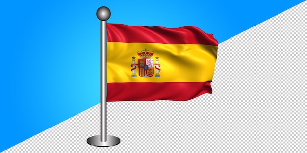 PSD 3d ícone da bandeira da espanha - emblema png - fundo transparente