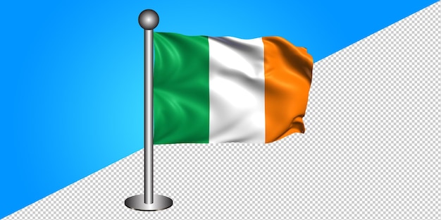 PSD 3d ícone da bandeira da irlanda - emblema png - fundo transparente