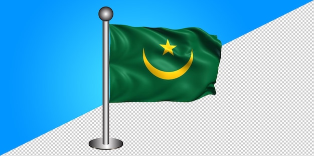 3d ícone da bandeira da mauritânia - emblema png - fundo transparente