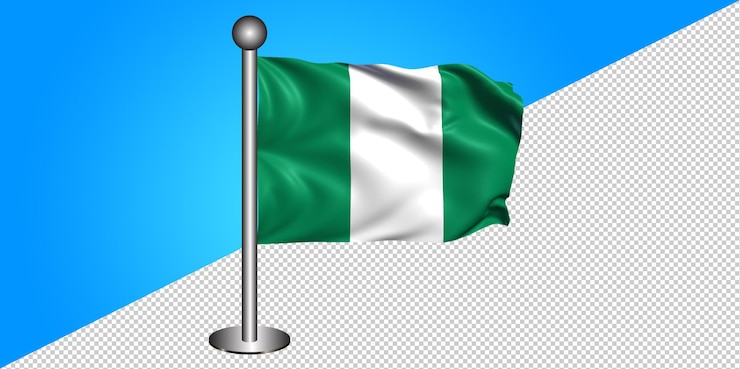 PSD 3d ícone da bandeira da nigéria - emblema png - fundo transparente
