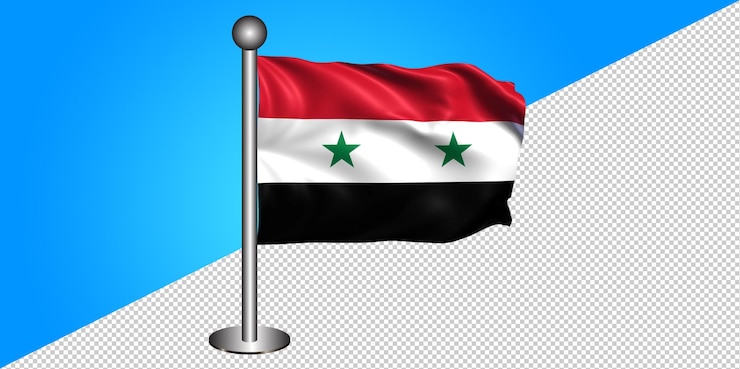 PSD 3d ícone da bandeira da síria - emblema png - fundo transparente