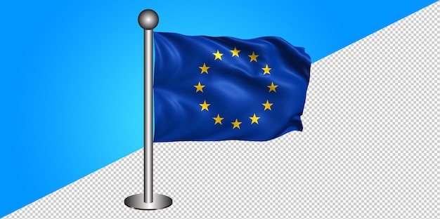 PSD 3d ícone da bandeira da união europeia - emblema png - fundo transparente