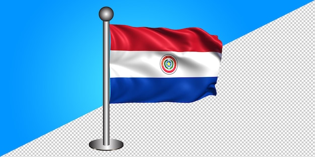 3d ícone da bandeira do paraguai - emblema png - fundo transparente