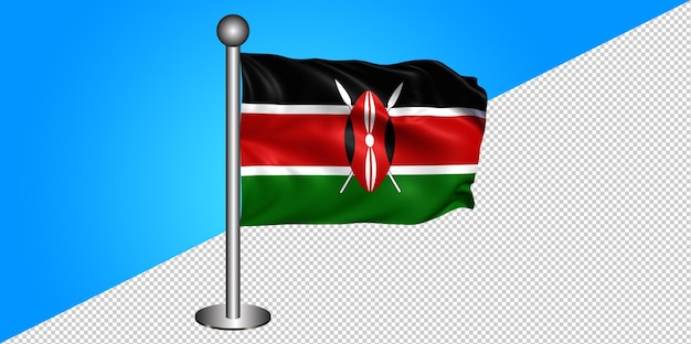 3d ícone da bandeira do Quênia - emblema PNG - fundo transparente