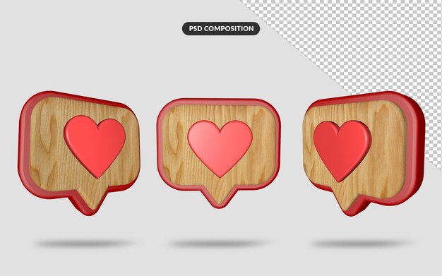 3d ícone de amor psd isolado