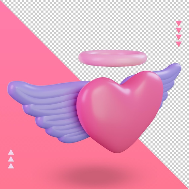 3d ícone de anjo do dia dos namorados renderizando a vista esquerda