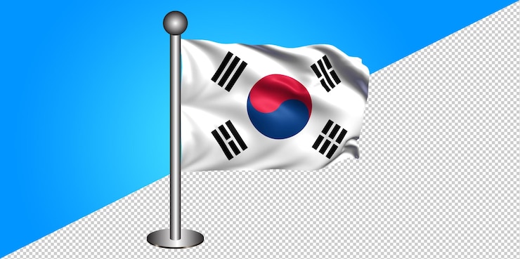 PSD 3d ícone de bandeira da coreia do sul - emblema png - fundo transparente