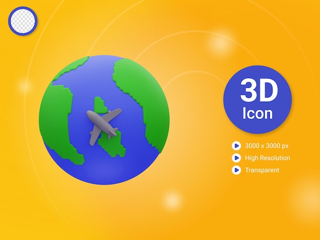 3d ícone de viagem global