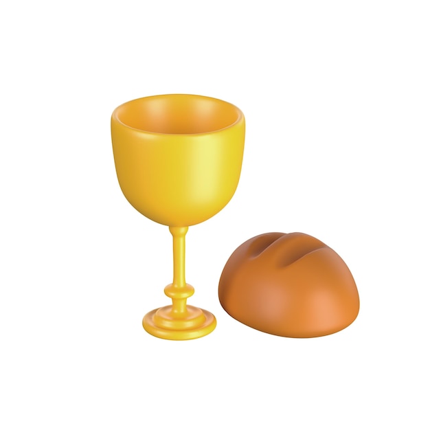 PSD 3d icône eucharistie pain vigne sacrement de la sainte communion religion spiritualité chrétienne isolé