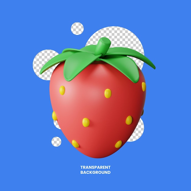 3d icône fraise isolé sur le fond transparent