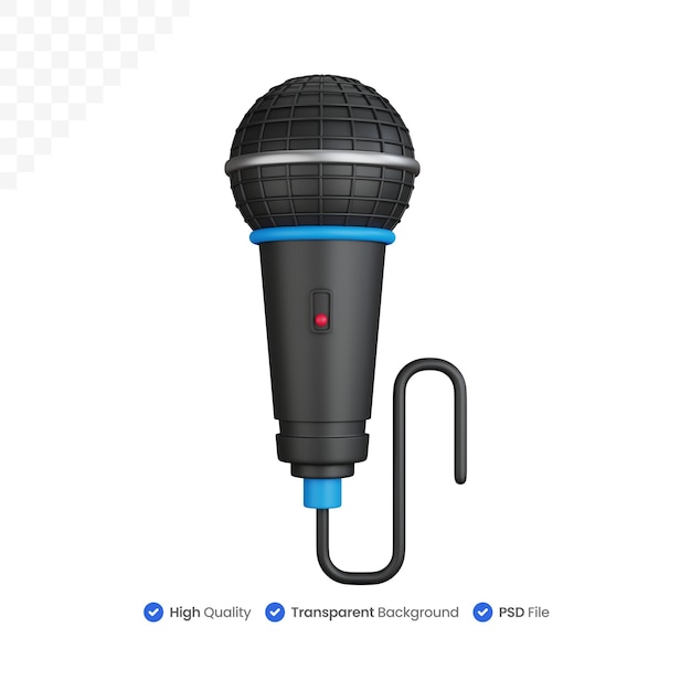 PSD 3d, icône, illustration, chanteur, microphone