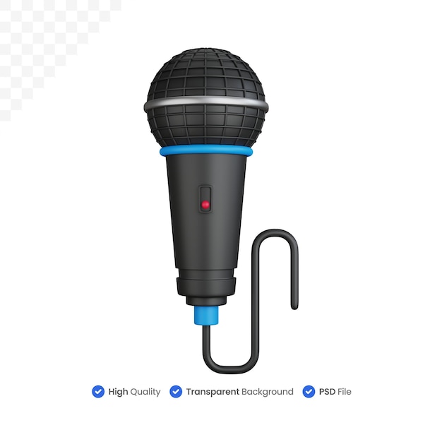 3d, icône, illustration, chanteur, microphone