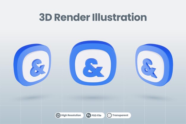 3d Icône Illustration Esperluette Symbole Isolé