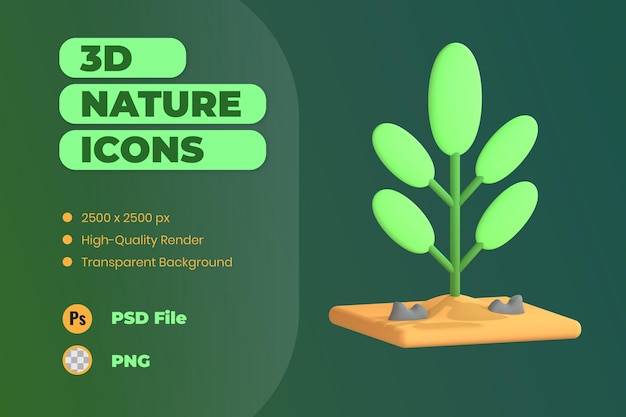 3d, Icône, Illustration, Plantes, Pot