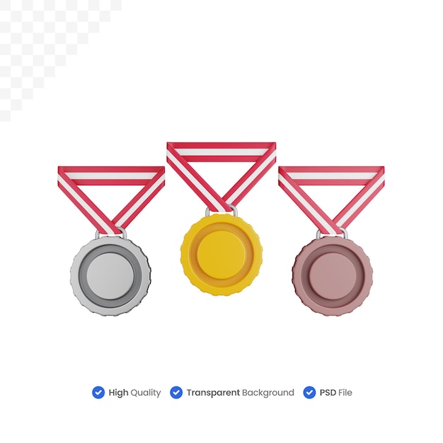 PSD 3d, icône, illustration, vide, prix, médaille, ensemble