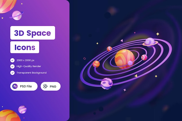 PSD 3d, icône, illustrations, galaxie, espace, étoile