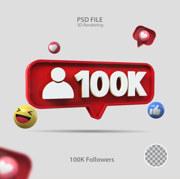 3d Icône Instagram 100k Suiveurs Rendu