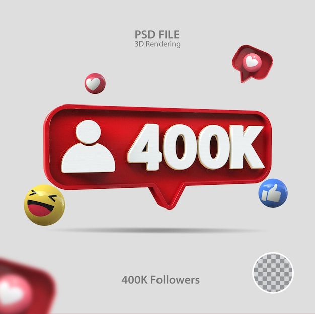 3d Icône Instagram 400k Suiveurs Rendu