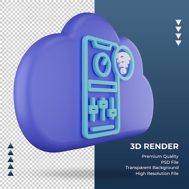 PSD 3d icône internet cloud configurations signe rendu vue gauche