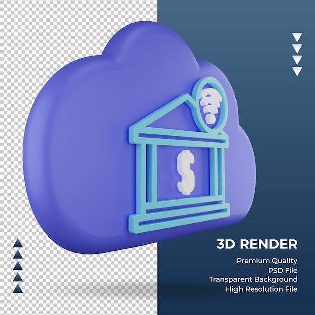 PSD 3d icône internet cloud internet banking signe rendu vue gauche