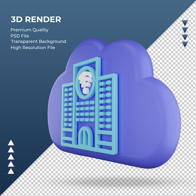 3d icône internet cloud signe de construction rendu vue de droite