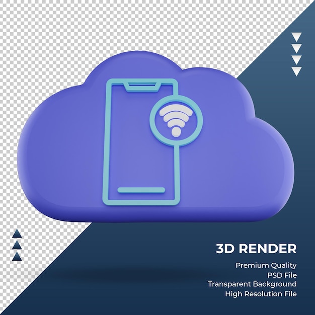 3D icône internet cloud Smartphone rendu signe vue de face