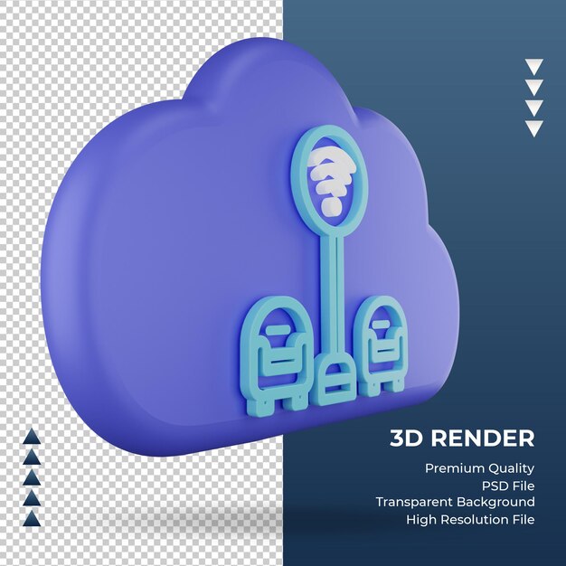 3d icône internet cloud wifi zone signe rendu vue gauche
