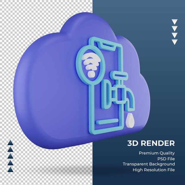 3d icône internet nuage rendu signe de robinet vue de gauche