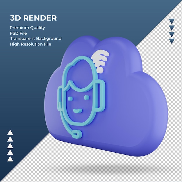 3d ícone internet nuvem call center sinal renderizando vista direita