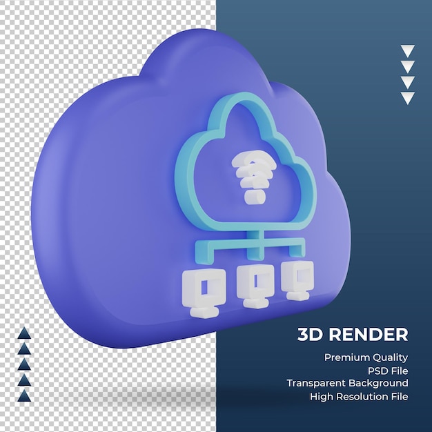 PSD 3d ícone internet nuvem sinal de nuvem renderizando vista esquerda