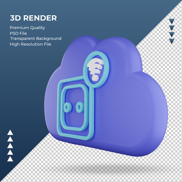 3d ícone internet nuvem sinal de soquete renderizando a visão correta