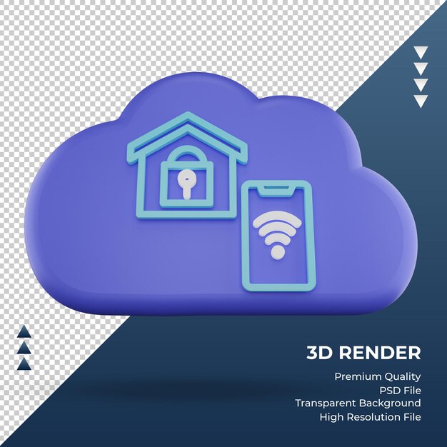 PSD 3d ícone internet nuvem smarthouse renderização vista frontal