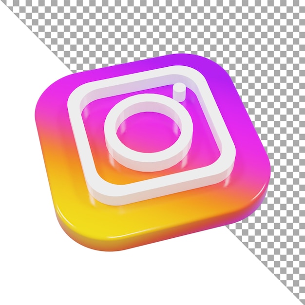 3d ícone logo instagram minimalista isométrica