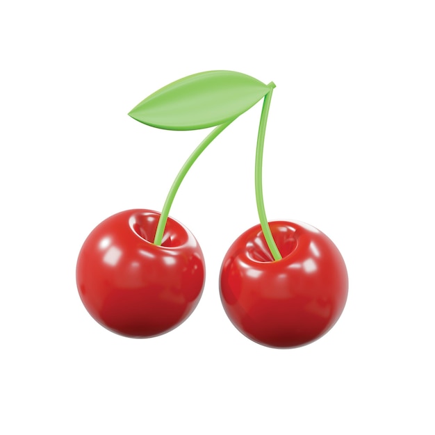3d icône minimale des cerises aux fruits d'été