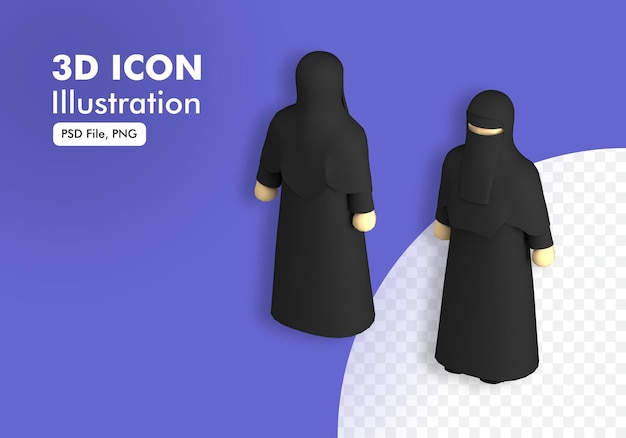 3d ícone niqab muçulmano feminino