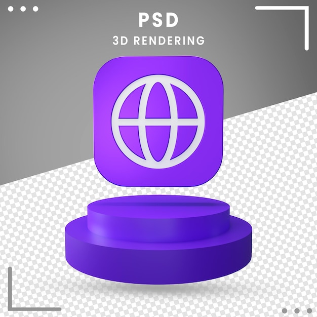 PSD 3d, icône, rotation, navigateur, rendu, isolé