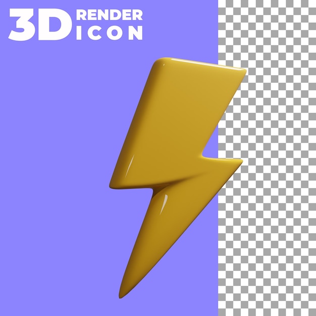 3d ícones flash de renderização PSD com textura brilhante