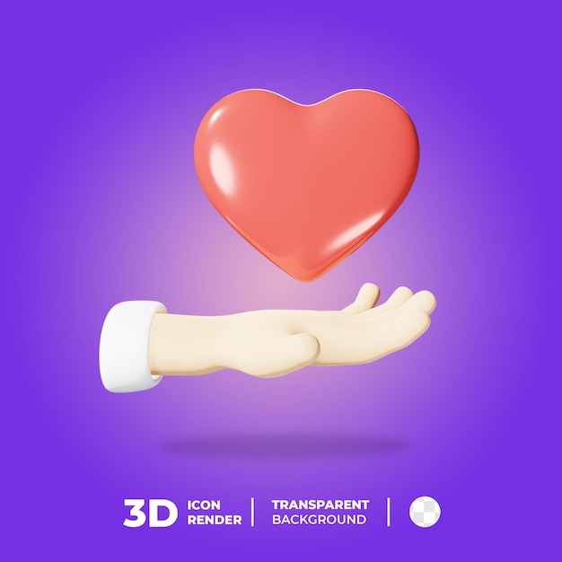 3d icono amor mano