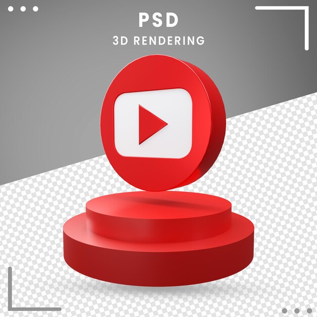 3d icono azul logo girado youtube aislado