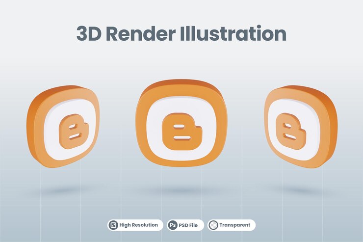 PSD 3d icono blogger social media logo aislado render