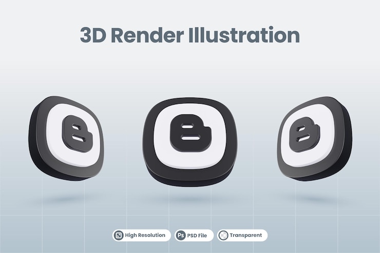 PSD 3d icono blogger social media logo aislado render