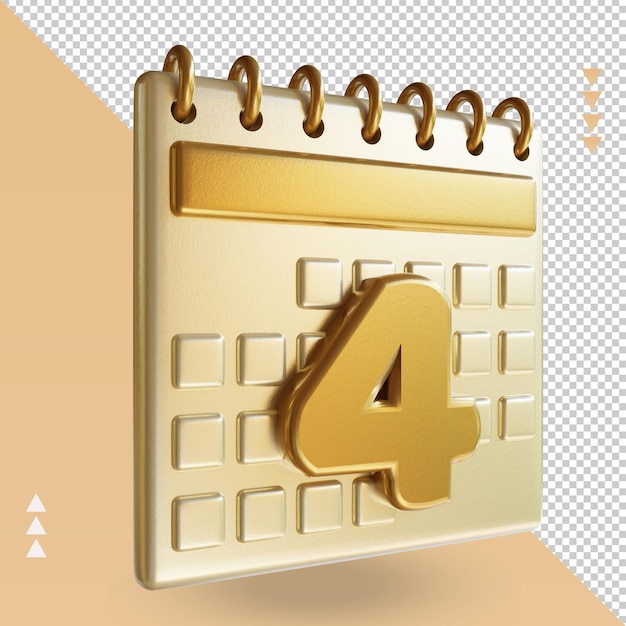 3d icono calendario cuatro renderizado vista izquierda