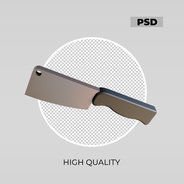 PSD 3d icono cocina cleaver cuchillo mira 2