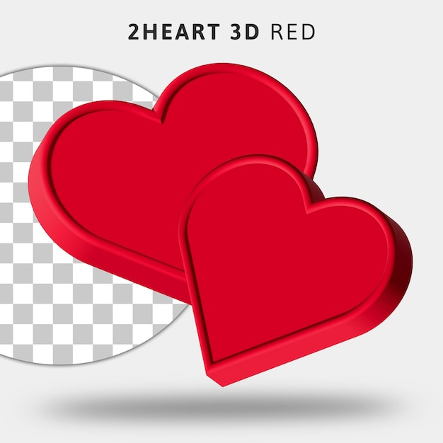 3d icono de corazón rojo sobre fondo transparente