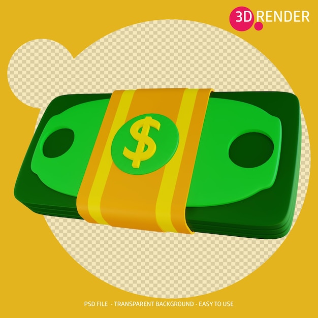 3d icono dinero dólar