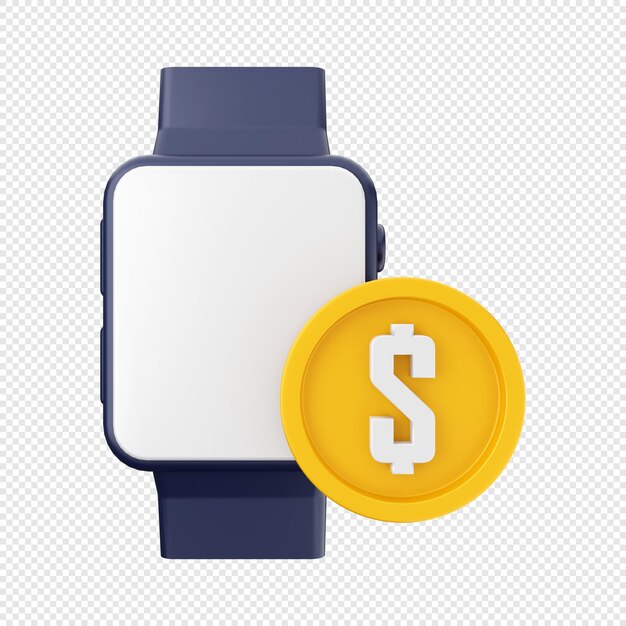 3d icono dinero efectivo dólar smartwatch ilustración representación