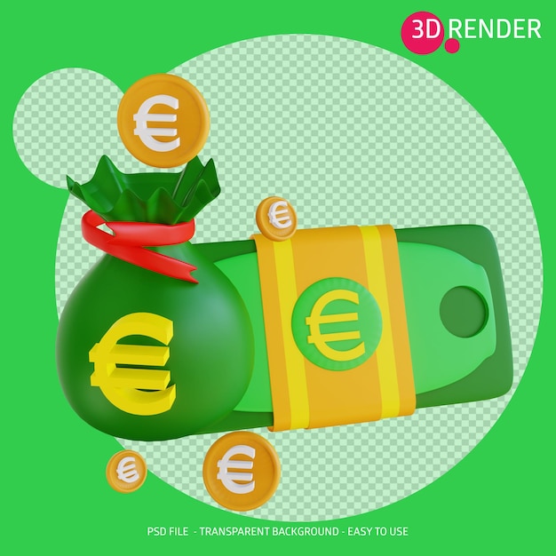 3d icono dinero euro